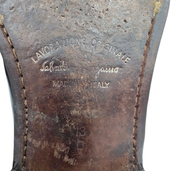 Vintage Salvatore Ferragamo Italy Mens 13D Black Leather Dress Shoes Bit Loafers - Picture 11 of 15